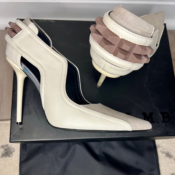 L.A.M.B. Enforcer Enforcee White Grey Heel Pump 7.5M - Picture 8 of 11